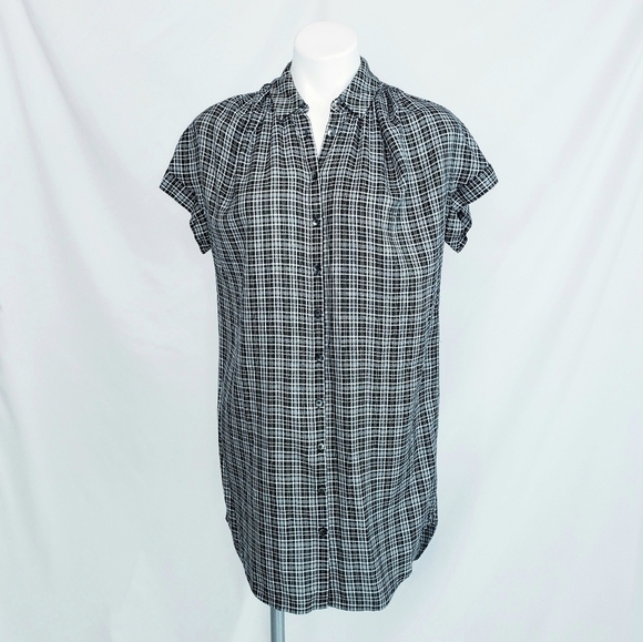 Madewell Plaid Central Shirt Dress Thompson Black & White - Picture 2 of 11